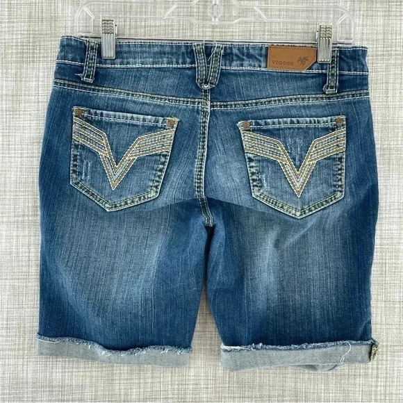 Vigoss Bermuda Distressed Jean Shorts Women's S 2342 - Picture 4 of 10